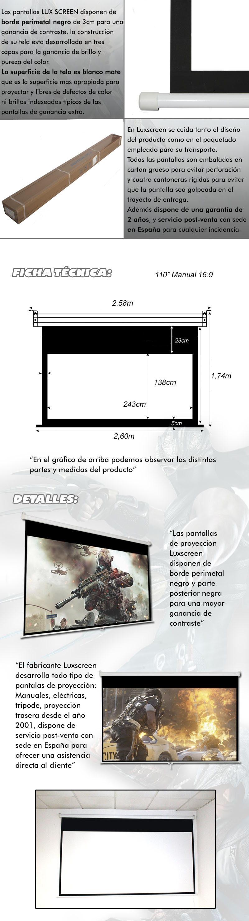 Material de la pantalla del proyector, tela de 69 x 118 pulgadas para  pantalla de proyección máxima de 130 pulgadas, 16:9, bricolaje, respaldo  negro