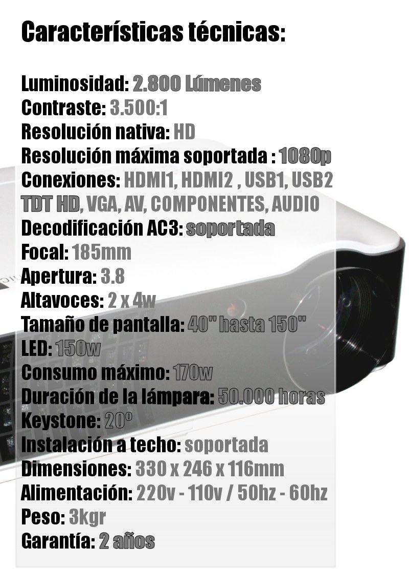 Proyector con tdt unicview hd200